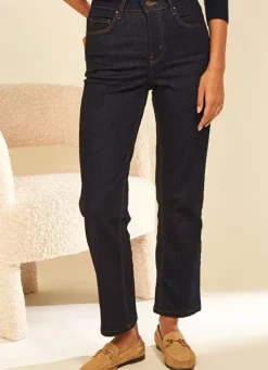 Sud Express Trousers & Jeans|Jean Taille Haute Cinq Poches Brut Debby