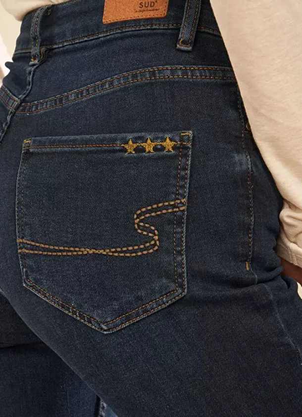 Sud Express Trousers & Jeans|Jean Taille Haute Cinq Poches Dark Stone Debby