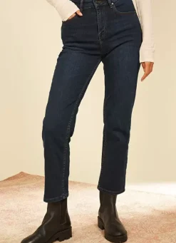 Sud Express Trousers & Jeans|Jean Taille Haute Cinq Poches Dark Stone Debby