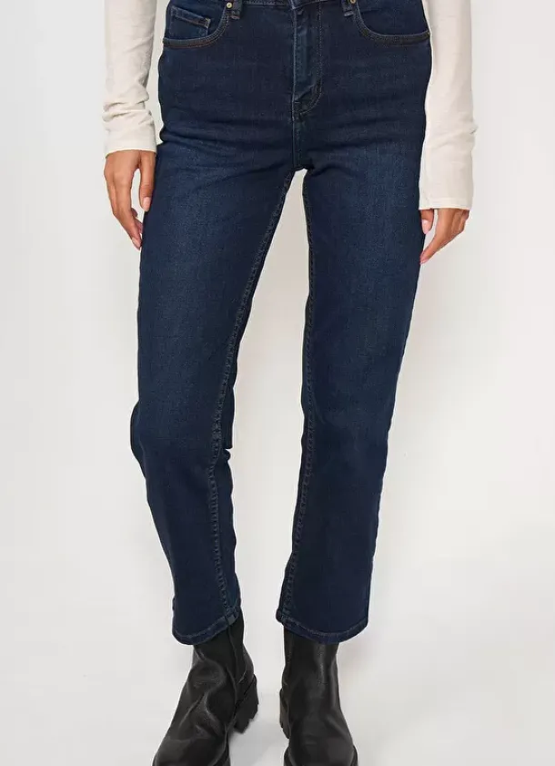 Sud Express Trousers & Jeans|Jean Taille Haute Cinq Poches Dark Stone Debby