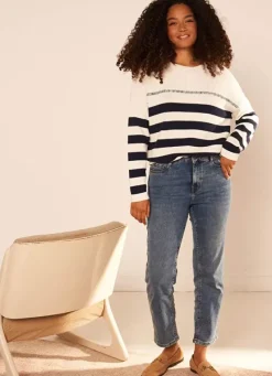 Sud Express Trousers & Jeans|Jean Taille Haute Cinq Poches Medium Stone Debby
