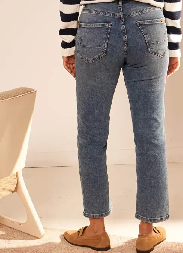 Sud Express Trousers & Jeans|Jean Taille Haute Cinq Poches Medium Stone Debby