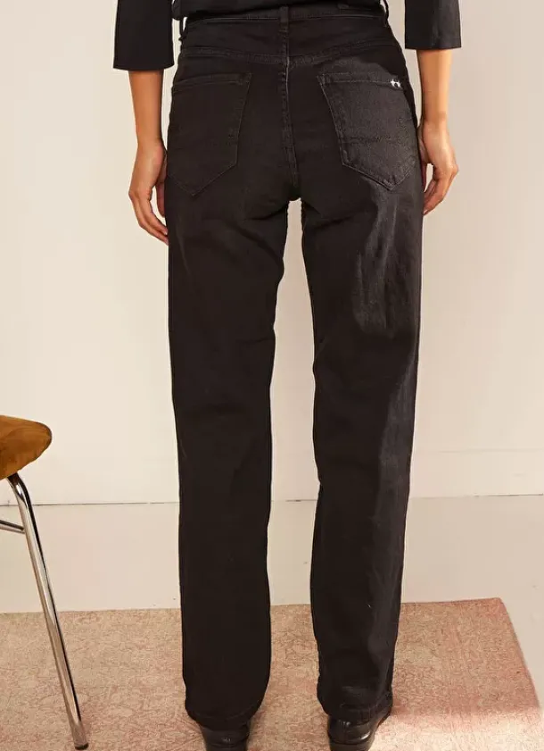 Sud Express Trousers & Jeans|Jean Taille Haute Cinq Poches Black Stone Debby