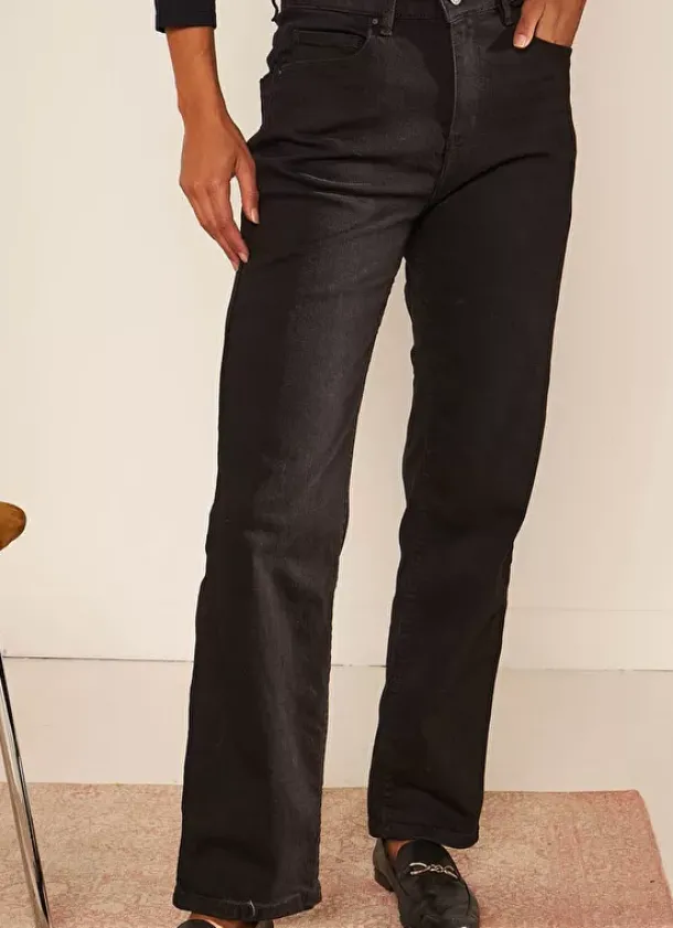 Sud Express Trousers & Jeans|Jean Taille Haute Cinq Poches Black Stone Debby