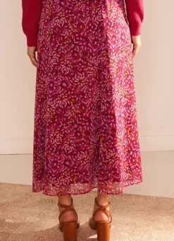 Sud Express Skirts & Shorts|Jupe Longue Imprimee Avec Fente Framboise Jalorie