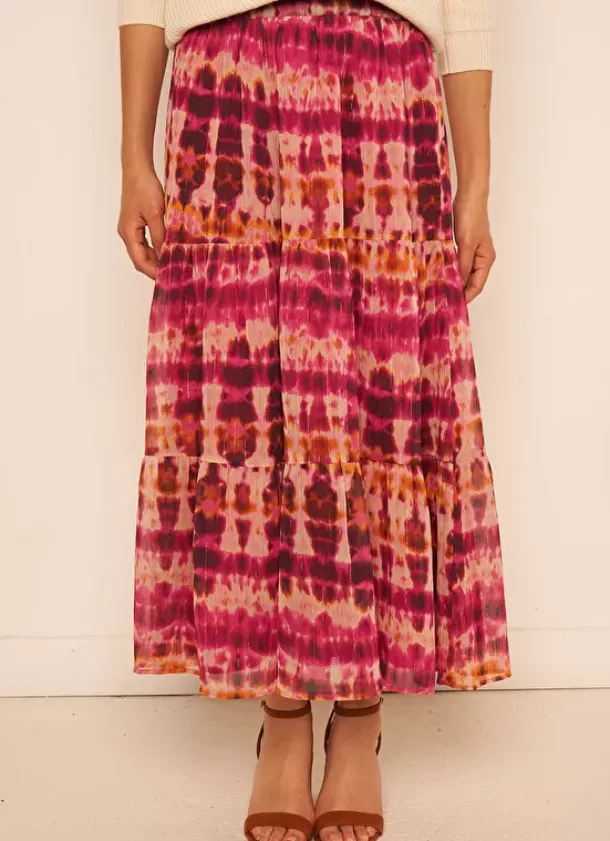 Sud Express Skirts & Shorts|Jupe Longue Imprimee Framboise Jalanque