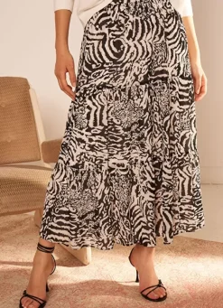 Sud Express Skirts & Shorts|Jupe Longue Imprimee Noir Jelina