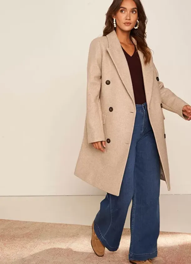 Sud Express Jackets & Coats|Manteau En Laine Ecru Chine Masical