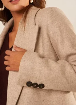 Sud Express Jackets & Coats|Manteau En Laine Ecru Chine Masical