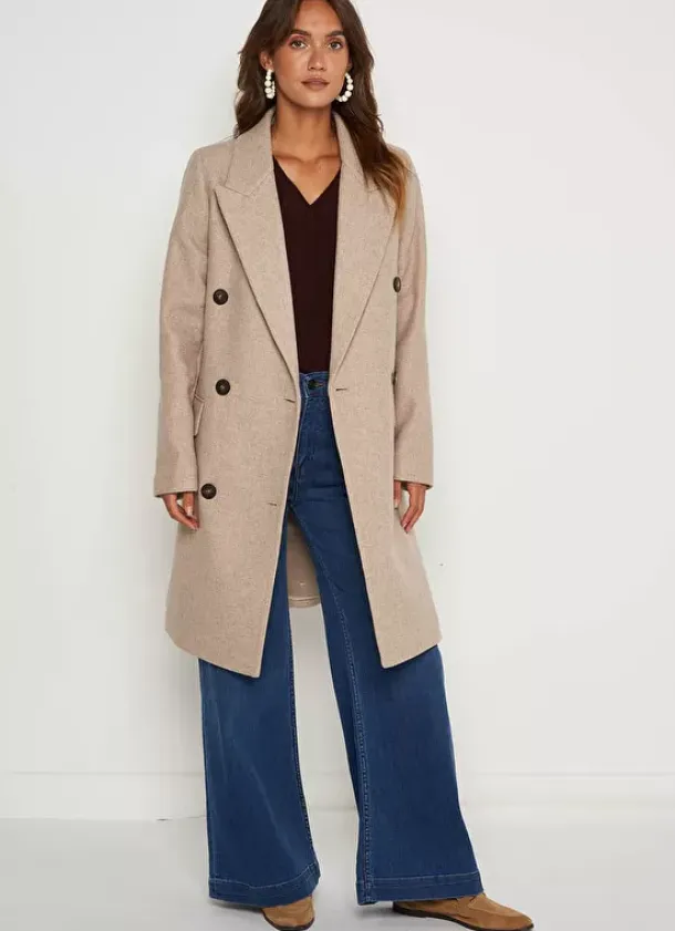 Sud Express Jackets & Coats|Manteau En Laine Ecru Chine Masical