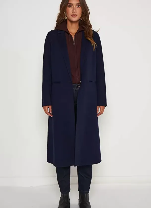 Sud Express Jackets & Coats|Manteau En Laine Marine Metoile