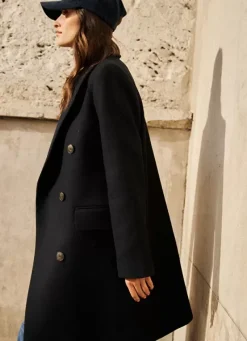 Sud Express Jackets & Coats|Manteau En Laine Noir Masical