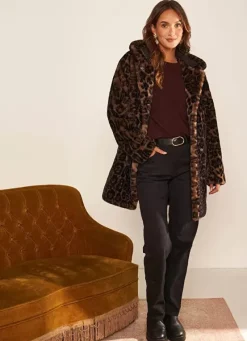 Sud Express Jackets & Coats|Manteau Fausse Fourrure Leopard Camel Mialys