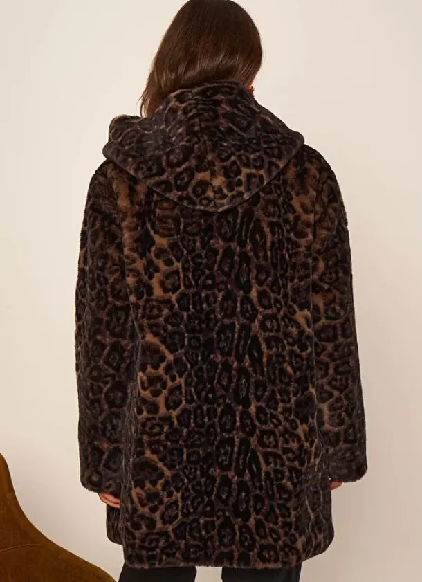 Sud Express Jackets & Coats|Manteau Fausse Fourrure Leopard Camel Mialys