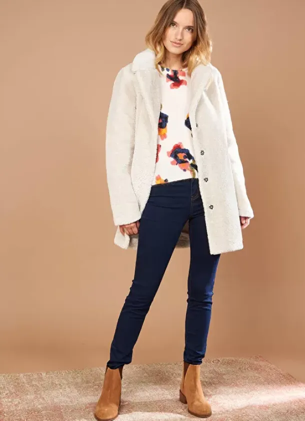 Sud Express Jackets & Coats|Manteau Mi-Long En Fausse Fourrure Craie Mampini