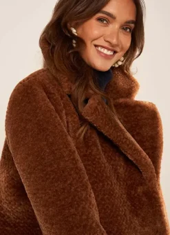 Sud Express Jackets & Coats|Manteau Mi-Long En Fausse Fourrure Camel Mampini