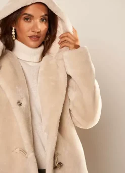 Sud Express Jackets & Coats|Manteau Mi-Long En Fausse Fourrure Sable Mia