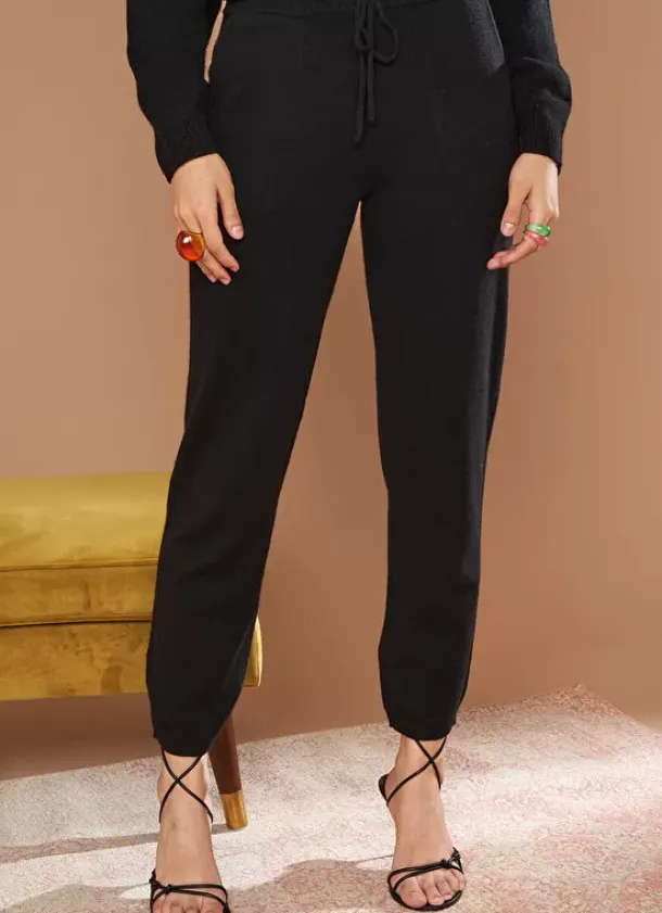 Sud Express Trousers & Jeans|Pantalon 100% Cachemire Noir Perlou