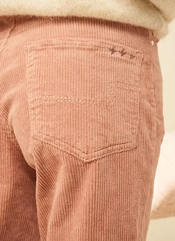 Sud Express Trousers & Jeans|Pantalon Boyfriend Velours Bois De Rose Pavlina