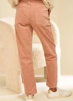 Sud Express Trousers & Jeans|Pantalon Boyfriend Velours Bois De Rose Pavlina