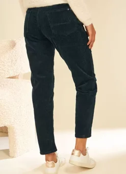 Sud Express Trousers & Jeans|Pantalon Boyfriend Velours Marine Pavlina