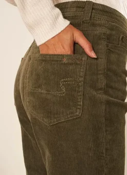 Sud Express Trousers & Jeans|Pantalon Boyfriend Velours Kaki Pavlina