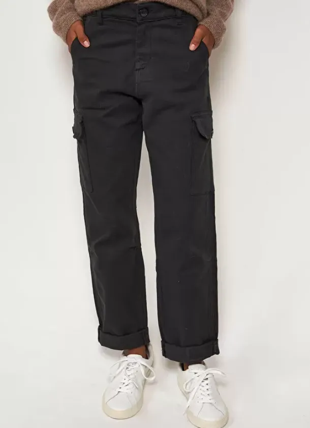 Sud Express Trousers & Jeans|Pantalon Cargo Taille Haute Plomb Pargo