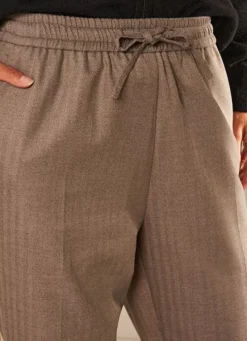 Sud Express Trousers & Jeans|Pantalon Coupe Jogging Beige Chine Parina