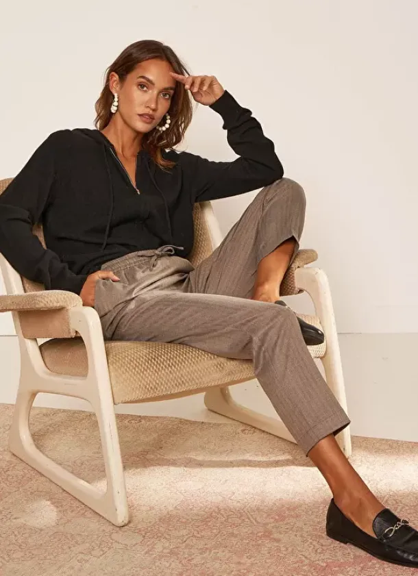 Sud Express Trousers & Jeans|Pantalon Coupe Jogging Beige Chine Parina