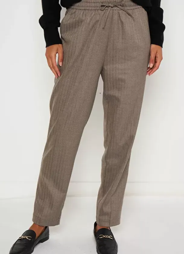 Sud Express Trousers & Jeans|Pantalon Coupe Jogging Beige Chine Parina