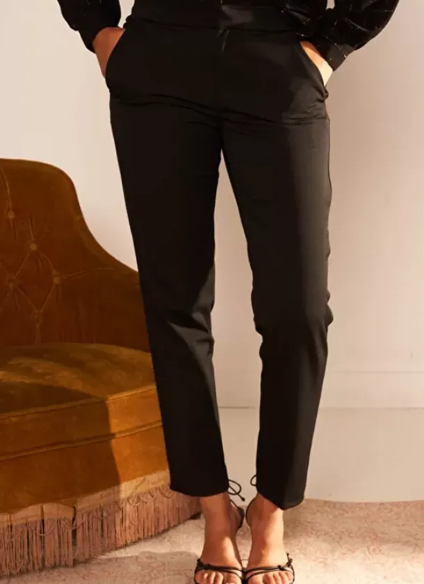 Sud Express Trousers & Jeans|Pantalon De Ville Taille Elastiquee Noir Padisto