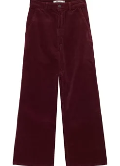 Sud Express Trousers & Jeans|Pantalon Droit Taille Haute En Velours Cotele Bordeaux Passyla