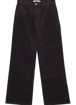 Sud Express Trousers & Jeans|Pantalon Droit Taille Haute En Velours Cotele Plomb Passyla