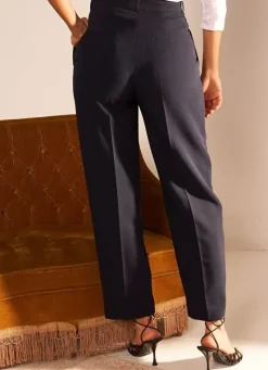 Sud Express Trousers & Jeans|Pantalon Tailleur Taille Haute Marine Pasalta