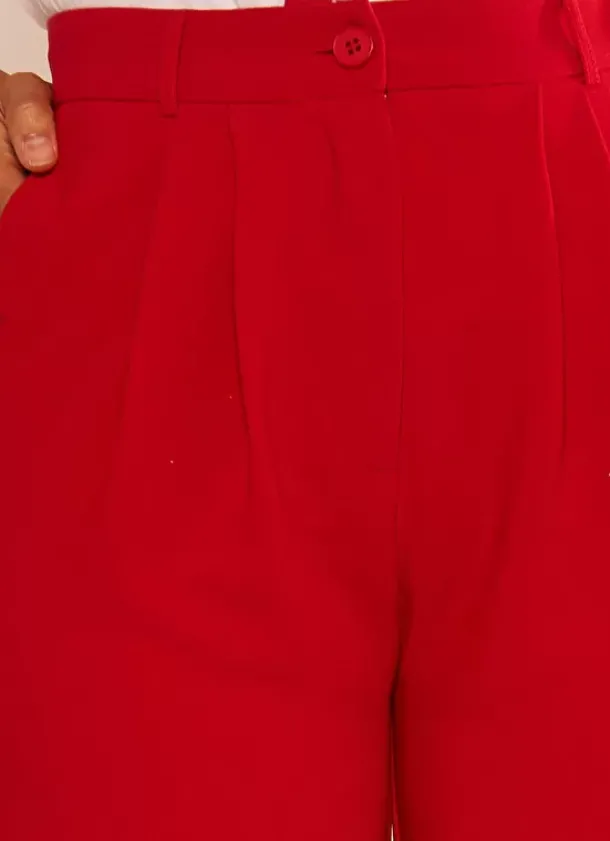 Sud Express Trousers & Jeans|Pantalon Tailleur Taille Haute Rouge Pasalta