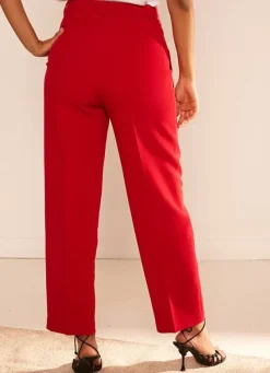 Sud Express Trousers & Jeans|Pantalon Tailleur Taille Haute Rouge Pasalta