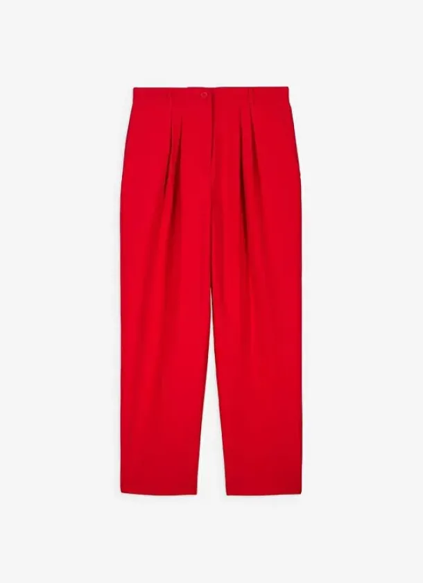 Sud Express Trousers & Jeans|Pantalon Tailleur Taille Haute Rouge Pasalta