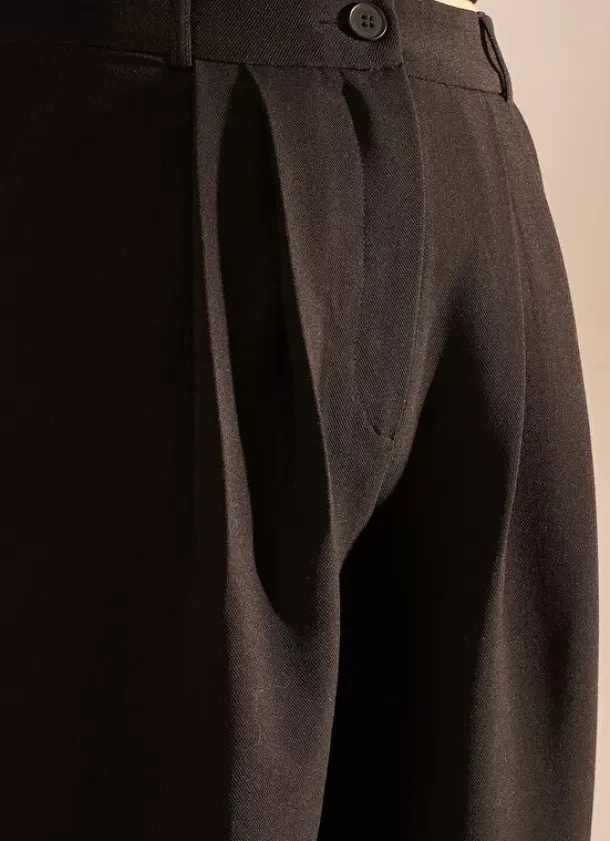 Sud Express Trousers & Jeans|Pantalon Tailleur Taille Haute Noir Pasalta