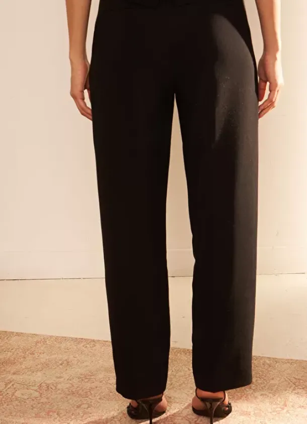 Sud Express Trousers & Jeans|Pantalon Tailleur Taille Haute Noir Pasalta