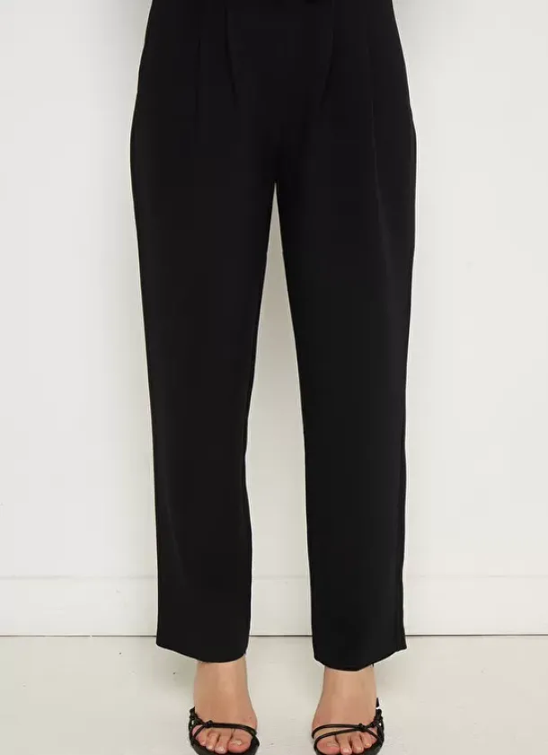 Sud Express Trousers & Jeans|Pantalon Tailleur Taille Haute Noir Pasalta