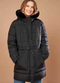 Sud Express Jackets & Coats|Parka A Capuche Manches Longues Noir Vokita