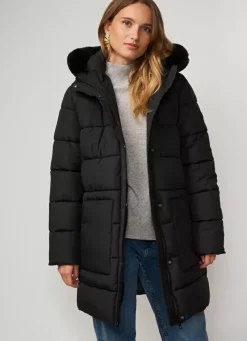 Sud Express Jackets & Coats|Parka A Capuche Manches Longues Noir Vokita