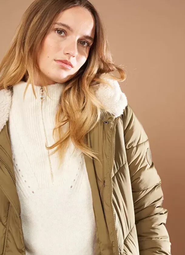 Sud Express Jackets & Coats|Parka A Capuche Manches Longues Olive Veilana