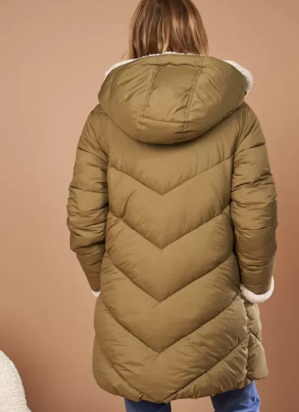 Sud Express Jackets & Coats|Parka A Capuche Manches Longues Olive Veilana