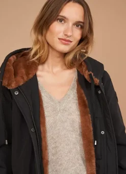 Sud Express Jackets & Coats|Parka A Capuche Noir Velane