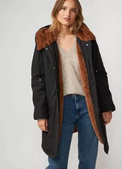 Sud Express Jackets & Coats|Parka A Capuche Noir Velane