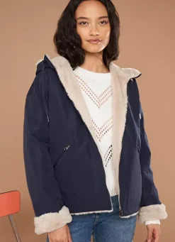 Sud Express Jackets & Coats|Parka Courte Reversible Marine Vabaria