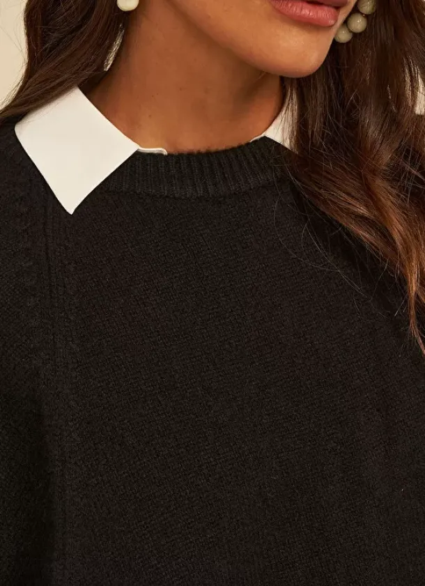 Sud Express Jumpers & Cardigans|Poncho 100% Cachemire Noir Paulo
