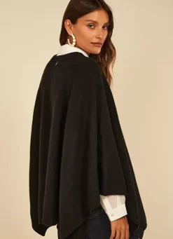 Sud Express Jumpers & Cardigans|Poncho 100% Cachemire Noir Paulo