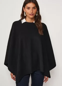 Sud Express Jumpers & Cardigans|Poncho 100% Cachemire Noir Paulo